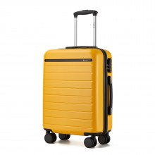 KSK2584 - Kono Scratch-Resistant 20-Inch Hard Shell Cabin Suitcase with Horizontal Stripe Design  - Yellow And Black