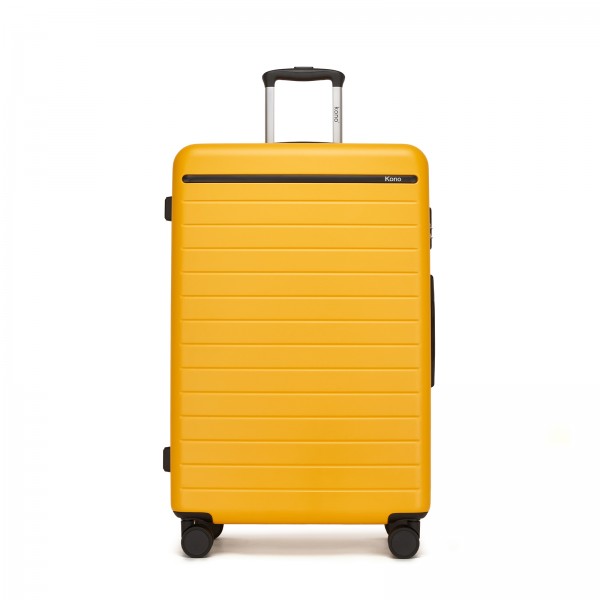 KSK2584 - Kono Kratzerresistente 28-Zoll Hartschalenreisetasche mit horizontalem Streifendesign - Gelb und Schwarz