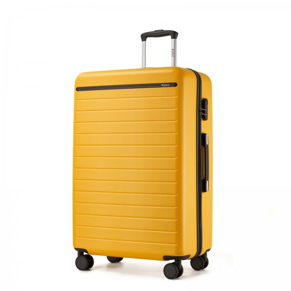 KSK2584 - Kono Kratzerresistente 28-Zoll Hartschalenreisetasche mit horizontalem Streifendesign - Gelb und Schwarz