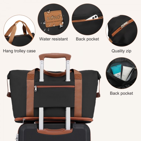 KSK2592+EA2212 - Kono 28 Inch Large ABS+PC Hard Shell Suitcase Set with Travel Bag & Toiletry Pouch - Black and Brown