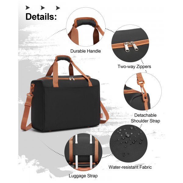 KSK2592+TVK2521 - Kono 20 Zoll ABS+PC Kabinenkoffer mit Reisetasche, Handgepäck‑Set‑ Schwarz‑und‑braun