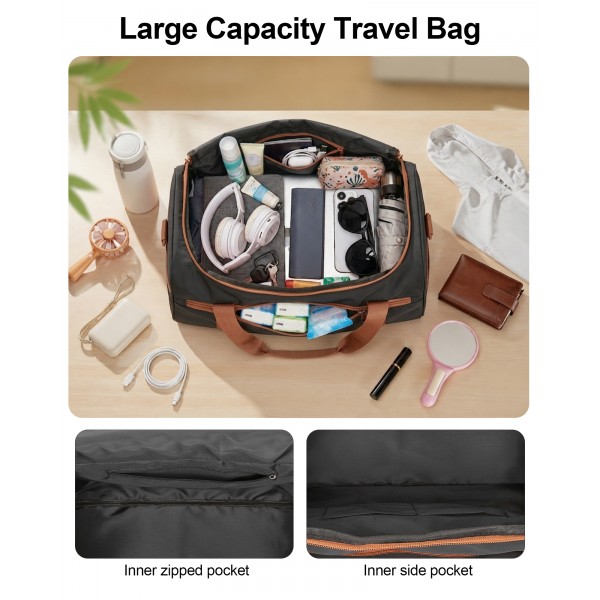 KSK2592+TVK2521 - Kono 20 Zoll ABS+PC Kabinenkoffer mit Reisetasche, Handgepäck‑Set‑ Schwarz‑und‑braun