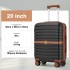 KSK2592+TVK2521 - Kono 20 Zoll ABS+PC Kabinenkoffer mit Reisetasche, Handgepäck‑Set‑ Schwarz‑und‑braun