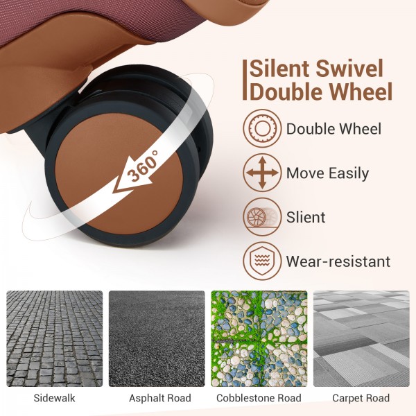 KSK2592 - Kono ABS+PC 28-Inch Striped Design with Colour-Block Details Large Checked Luggage for Longer Travels - Burgundy and Brown