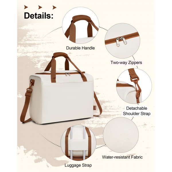 KSK2592+TVK2521 - Kono 20 Inch ABS+PC Cabin Suitcase with Travel Bag, Carry‑On Luggage Set - Cream and Brown