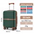 KSK2592+EA2212 - Kono 20 Inch ABS+PC Hard Shell Cabin Suitcase Set with Travel Bag & Toiletry Pouch - Dark Green and Brown