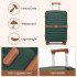 KSK2592+EA2212 - Kono 3‑teiliges ABS+PC‑Koffers‑Set mit Reisetasche & Kulturbeutel ‑ Dunkelgrün und braun