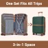 KSK2592+EA2212 - Kono 3‑teiliges ABS+PC‑Koffers‑Set mit Reisetasche & Kulturbeutel ‑ Dunkelgrün und braun
