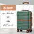 KSK2592+EA2212 - Kono 20 Inch ABS+PC Hard Shell Cabin Suitcase Set with Travel Bag & Toiletry Pouch - Green and Brown