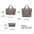 KSK2592+EA2212 - Kono 3‑teiliges ABS+PC‑Koffers‑Set mit Reisetasche & Kulturbeutel ‑ Grau und braun