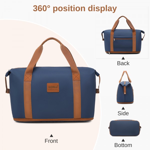 KSK2592+EA2212 - Kono 28 Zoll großes ABS+PC Hartschalen‑Koffer‑Set mit Reisetasche & Kulturbeutel‑ Marineblau und Braun