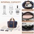 KSK2592+EA2212 - Kono 28 Zoll großes ABS+PC Hartschalen‑Koffer‑Set mit Reisetasche & Kulturbeutel‑ Marineblau und Braun