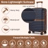KSK2592+EA2212 - Kono 28 Zoll großes ABS+PC Hartschalen‑Koffer‑Set mit Reisetasche & Kulturbeutel‑ Marineblau und Braun