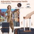 KSK2592+EA2212 - Kono 28 Zoll großes ABS+PC Hartschalen‑Koffer‑Set mit Reisetasche & Kulturbeutel‑ Marineblau und Braun