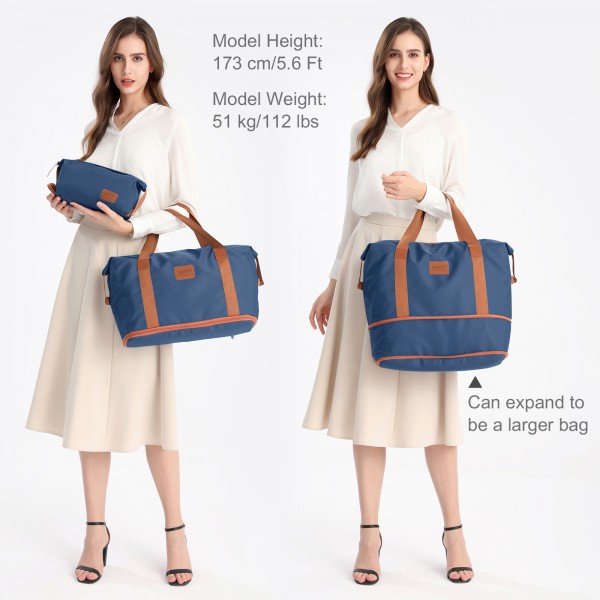 KSK2592+EA2212 - Kono 3‑teiliges ABS+PC‑Koffers‑Set mit Reisetasche & Kulturbeutel ‑ Marine und braun