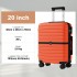 KSK2592 - Kono ABS+PC 20-Inch Striped Design with Colour-Block Details Carry-On Cabin Suitcase with Silent Spinner Wheels - Orange And Black