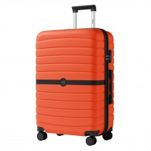 KSK2592 - Kono ABS+PC 28-Inch Striped Design with Colour-Block Details Large Checked Luggage for Longer Travels - Orange And Black