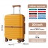 KSK2592 - Kono ABS+PC 20-Inch Striped Design with Colour-Block Details Carry-On Cabin Suitcase with Silent Spinner Wheels - Yellow and Brown