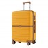 KSK2592 - Kono 3-teiliges Hartschalengepäckset aus ABS+PC mit Streifendesign und Farbblockdetails, mit Spinnerrädern - Gelb und braun