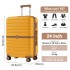 KSK2592 - Kono ABS+PC 24-Inch Striped Design with Colour-Block Details Medium Suitcase with Spinner Silent Wheels - Yellow and Brown