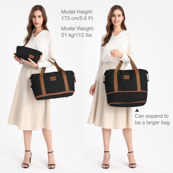 KSK2592+EA2212 - Kono 3‑teiliges ABS+PC‑Koffers‑Set mit Reisetasche & Kulturbeutel ‑ Schwarz und Braun