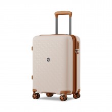 KSK2594 - Kono PP 20-Zoll-Hartschale-ausziehbares Gepäck – Leichter Koffer mit TSA-Schloss & integriertem Becherhalter - Beige und Braun
