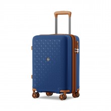 KSK2594 - Kono PP 20-Zoll-Hartschale-ausziehbares Gepäck – Leichter Koffer mit TSA-Schloss & integriertem Becherhalter - Marineblau und Braun