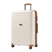 KSK2595 - Kono 28-Inch Hard Shell Scratch-Resistant PP Luggage with Cup Holder, TSA Lock & Expandable Design-Check-in Luggage For Travel - Beige and Brown