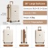 KSK2595 - Kono 28-Inch Hard Shell Scratch-Resistant PP Luggage with Cup Holder, TSA Lock & Expandable Design-Check-in Luggage For Travel - Beige and Brown