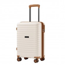 KSK2595 - Kono 20-Inch Hard Shell Scratch-Resistant PP Luggage with Cup Holder, TSA Lock & Expandable Design-Cabin Trolley For Travel - Beige and Brown