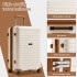 KSK2595 - Kono 24-Inch Hard Shell Scratch-Resistant PP Luggage with Cup Holder, TSA Lock & Expandable Design-Check-in Luggage For Travel - Beige and Brown