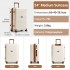 KSK2595 - Kono 24-Inch Hard Shell Scratch-Resistant PP Luggage with Cup Holder, TSA Lock & Expandable Design-Check-in Luggage For Travel - Beige and Brown