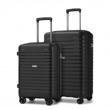 KSK2595 - Kono 20/24-Zoll-Hartschale-Kratzfestes PP-Kofferset mit Becherhalter, TSA-Schloss & ausziehbarem Design - Schwarz