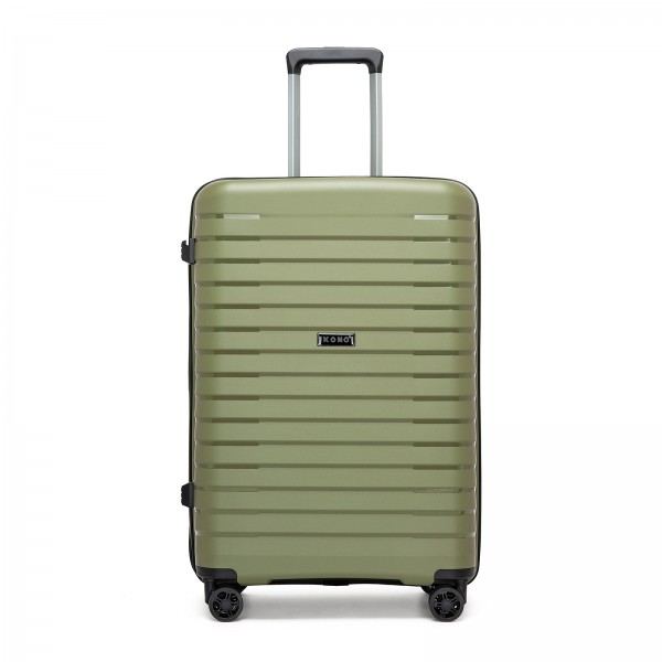 KSK2595 - Kono 28-Inch Hard Shell Scratch-Resistant PP Luggage with Cup Holder, TSA Lock & Expandable Design-Check-in Luggage For Travel - Green