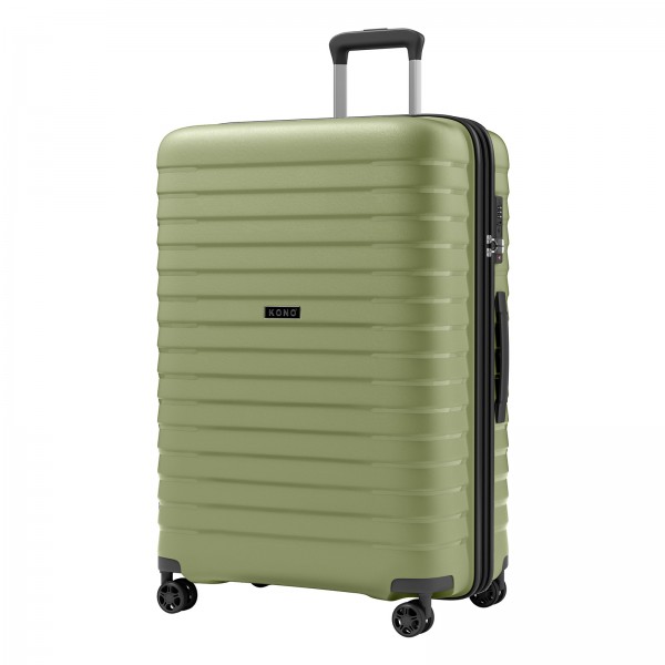 KSK2595 - Kono 28-Inch Hard Shell Scratch-Resistant PP Luggage with Cup Holder, TSA Lock & Expandable Design-Check-in Luggage For Travel - Green