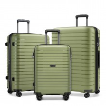 KSK2595 - Kono Kratzfestes PP-Hartschalen-Kofferset 20/24/28 Zoll mit Becherhalter, TSA-Schloss und erweiterbarem Design – Aufgabegepäck für Reisen - Grün