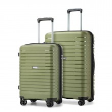 KSK2595 - Kono 20/24-Zoll-Hartschale-Kratzfestes PP-Kofferset mit Becherhalter, TSA-Schloss & ausziehbarem Design - Grün