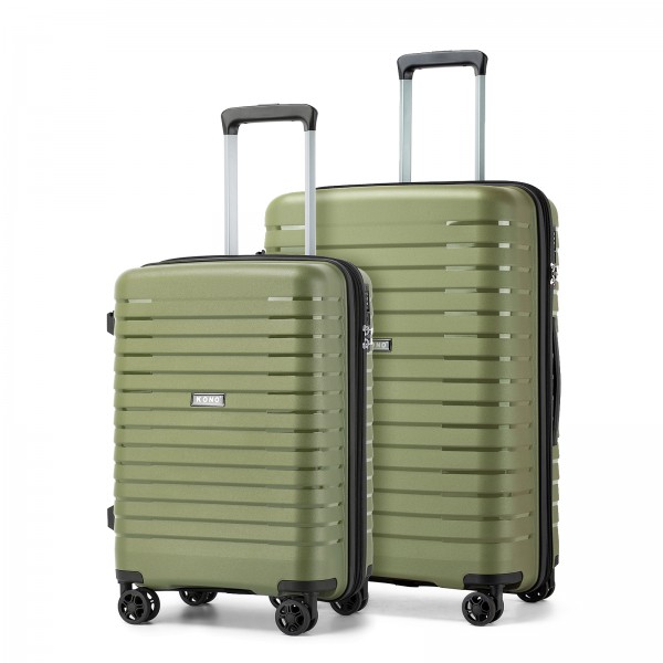 KSK2595 - Kono 20/24-Zoll-Hartschale-Kratzfestes PP-Kofferset mit Becherhalter, TSA-Schloss & ausziehbarem Design - Grün