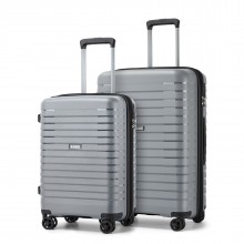 KSK2595 - Kono 20/24-Zoll-Hartschale-Kratzfestes PP-Kofferset mit Becherhalter, TSA-Schloss & ausziehbarem Design - Grau