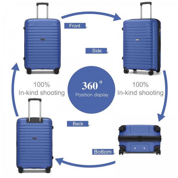 KSK2595 - Kono 28-Inch Hard Shell Scratch-Resistant PP Luggage with Cup Holder, TSA Lock & Expandable Design-Check-in Luggage For Travel - Navy