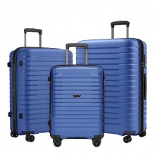KSK2595 - Kono Kratzfestes PP-Hartschalen-Kofferset 20/24/28 Zoll mit Becherhalter, TSA-Schloss und erweiterbarem Design – Aufgabegepäck für Reisen - Marineblau