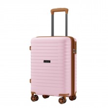 KSK2595 - Kono 20-Inch Hard Shell Scratch-Resistant PP Luggage with Cup Holder, TSA Lock & Expandable Design-Cabin Trolley For Travel - Pink and Brown