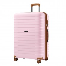 KSK2595 - Kono 28-Inch Hard Shell Scratch-Resistant PP Luggage with Cup Holder, TSA Lock & Expandable Design-Check-in Luggage For Travel - Pink and Brown