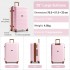 KSK2595 - Kono 28-Inch Hard Shell Scratch-Resistant PP Luggage with Cup Holder, TSA Lock & Expandable Design-Check-in Luggage For Travel - Pink and Brown