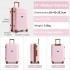 KSK2595 - Kono 24-Inch Hard Shell Scratch-Resistant PP Luggage with Cup Holder, TSA Lock & Expandable Design-Check-in Luggage For Travel - Pink and Brown