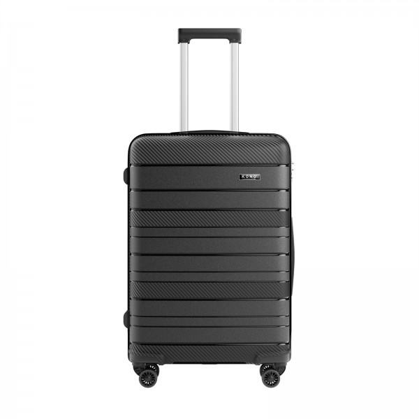 KSK2692 - Kono 24 Inch PP Hardshell Suitcase | YKK Zipper TSA Lock Medium Spinner Luggage - Black