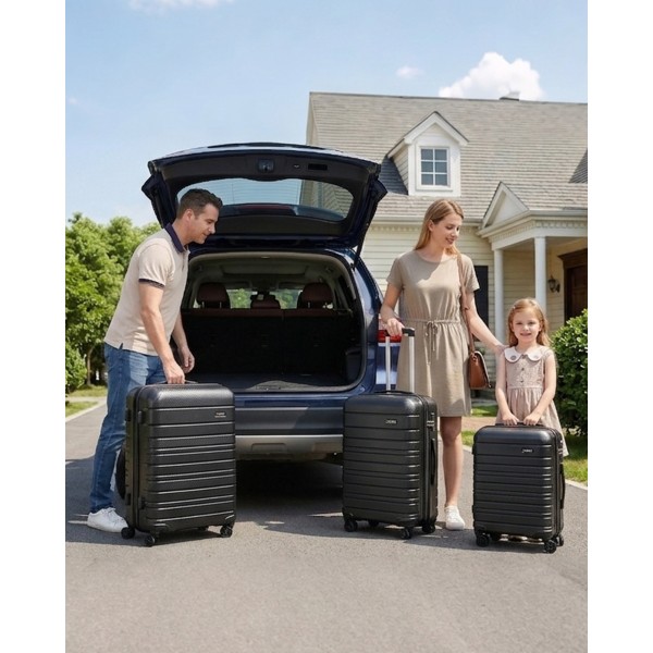 KSK2692 - Kono 24 Inch PP Hardshell Suitcase | YKK Zipper TSA Lock Medium Spinner Luggage - Black