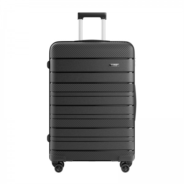KSK2692 - Kono 28 Inch PP Hardshell Suitcase | YKK Zipper TSA Lock Large Spinner Luggage - Black