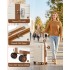KSK2692 - Kono 24 Inch PP Hardshell Suitcase | YKK Zipper TSA Lock Medium Spinner Luggage - Cream and Brown