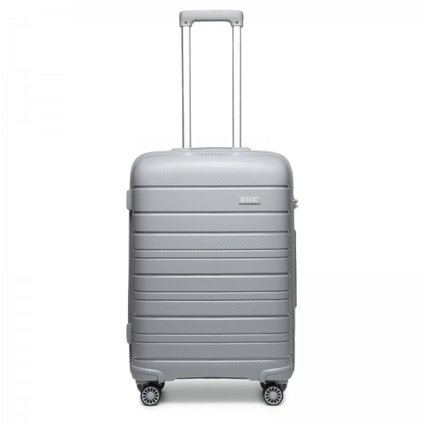KSK2692 - Kono 20 Inch PP Hardshell Cabin Suitcase | YKK Zipper TSA Lock Carry On Luggage - Grey